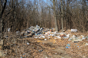 Rubbish on the nature. Environmental pollution.