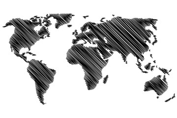 World Map - vector scribble, Sketchy World map,