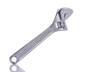 New silver adjustable wrench. Studio shot isolated on white