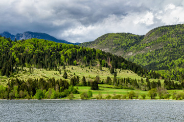 Bohinj lake of the Triglav National Park, Slovenia. The Triglav National Park (TNP) is the only national park of Slovenia.