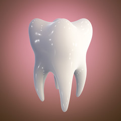 Human tooth on colorful background, 3D illustration