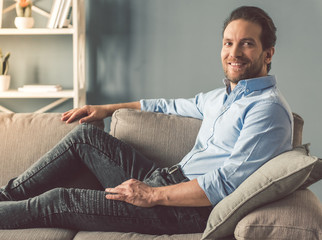 Handsome man at home