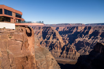 Skywalk glass observation bridge at Grand Canyon West Rim - Arizona, USA