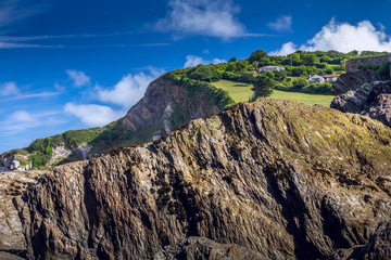 Landscape in Combe Martin on the north Devon coast. England