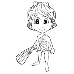 Cartoon Stone Age Cute Cave Girl
