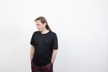 Fototapeta premium A man is in a black shirt