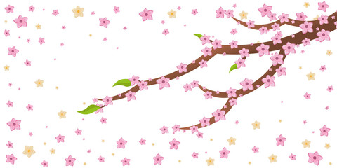 Spring banner. Background with sacura. Vector illustration.