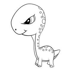 Cartoon of Green Baby Brontosaurus Dinosaur