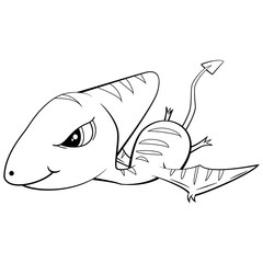 Cartoon of Baby Pterodactyl Dinosaur.