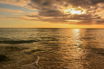 sea panoramic view of the Dominican Republic in the Caribbean with white beaches and palm trees