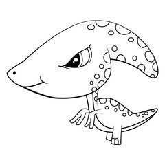 Cute Cartoon Baby Parasaurolophus Dinosaur