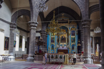 Fototapeta na wymiar Interior of Yot Verk church in Gyumri, Armenia