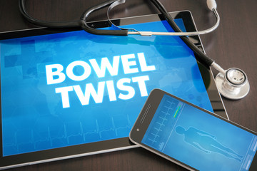 Bowel twist (gastrointestinal disease) diagnosis medical concept on tablet screen with stethoscope