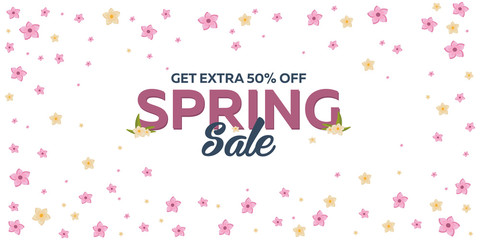 Spring banner. Background with sacura. Vector illustration.