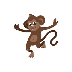 Cheerful monkey on white background. vector illustration