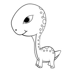 Cartoon of Green Baby Brontosaurus Dinosaur