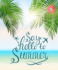 Fototapeta na wymiar Say Hello to Summer Natural Background Vector Illustration