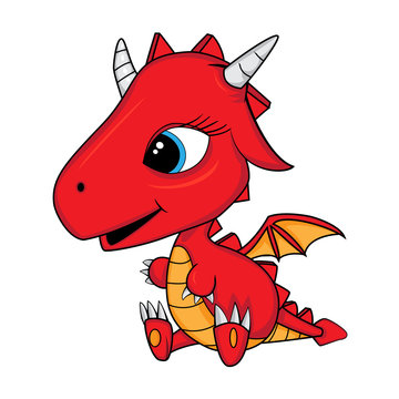 Cute Cartoon Baby Dragon