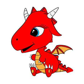 Cute Cartoon Baby Dragon
