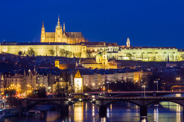 Fototapeta na wymiar Prague panorama in the evening, view from Vysehrad