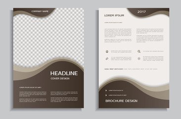 Brochure design template with brown wavy background