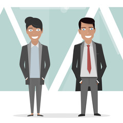 Vector character illustration. Business woman and man.