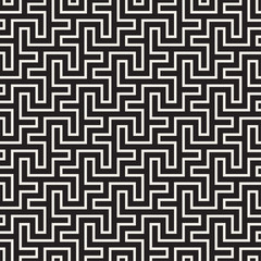 Maze Tangled Lines Contemporary Graphic. Vector Seamless Black and White Pattern.