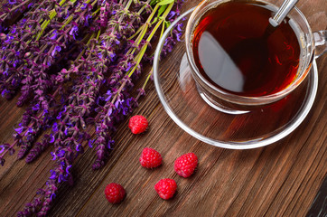 Still life with raspberries and chocolate