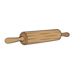 Isolated Cartoon Wooden Rolling Pin