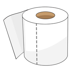 Isolated Cartoon Toilet Paper Roll