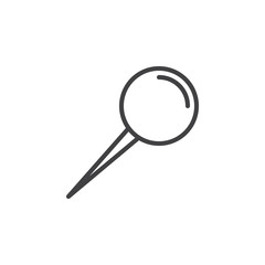Push pin line icon, outline vector sign, linear style pictogram isolated on white. Symbol, logo illustration. Editable stroke. Pixel perfect