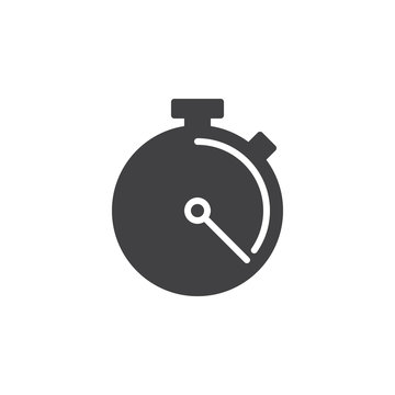 Stopwatch, chronometer icon vector, filled flat sign, solid pictogram isolated on white. Symbol, logo illustration. Pixel perfect
