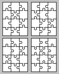 Separate pieces of four white jigsaw puzzles,vector