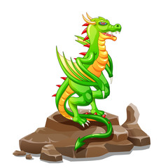 Dragon on the rock cartoon. Vector illustration