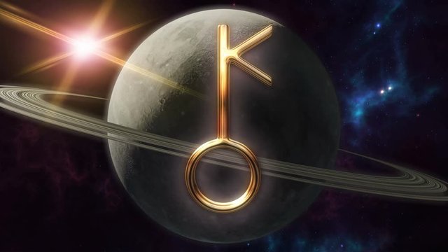Animated chiron zodiac horoscope symbol and planet. 3D rendering 4K