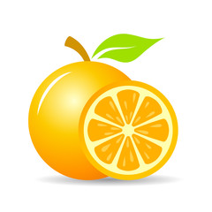 Fresh orange fruit vector icon