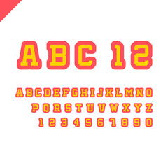 Sport font. Vector alphabet with latin letters and numbers.