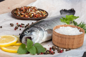 Fresh trout prepared for cooking