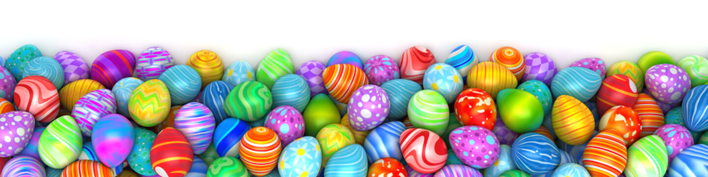Pile of birght and colorful Easter Eggs - 3d render