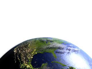 Fototapeta premium North America on realistic model of Earth