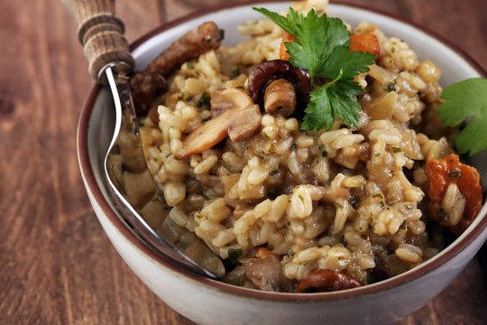 risotto with mushrooms, fresh herbs and parmesan cheese.