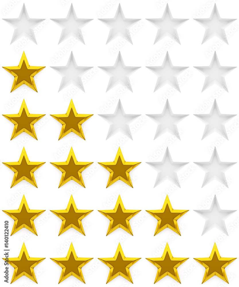 Wall mural zero to five star review or rating - 3d rendering