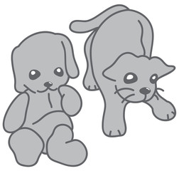 The stuffed toy of the dog