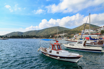 Fototapeta na wymiar Datca sea port with fishing boat.