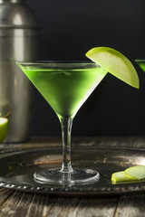 Homemade Green Alcoholic Appletini Cocktail