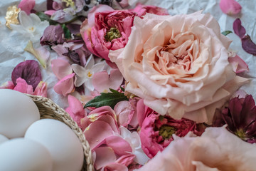 Easter eggs and roses
