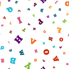 Colorful letter seamless pattern on white background