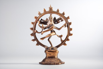 Ancient indian bronze Shiva Nataraja Dansculpture white background
