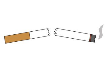 Broken cigarette or residues from cigarettes, vector image