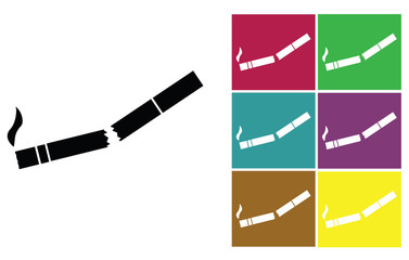 Broken cigarette or residues from cigarettes, vector image